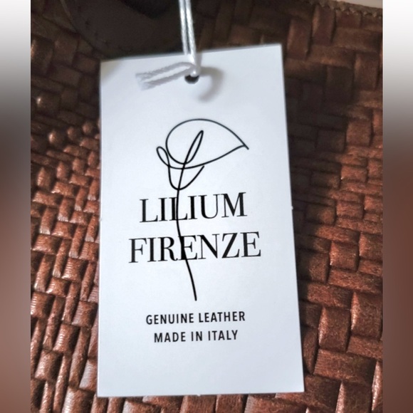 Woven Genuine Leather Tote Bag in Brown - Picture 9 of 12